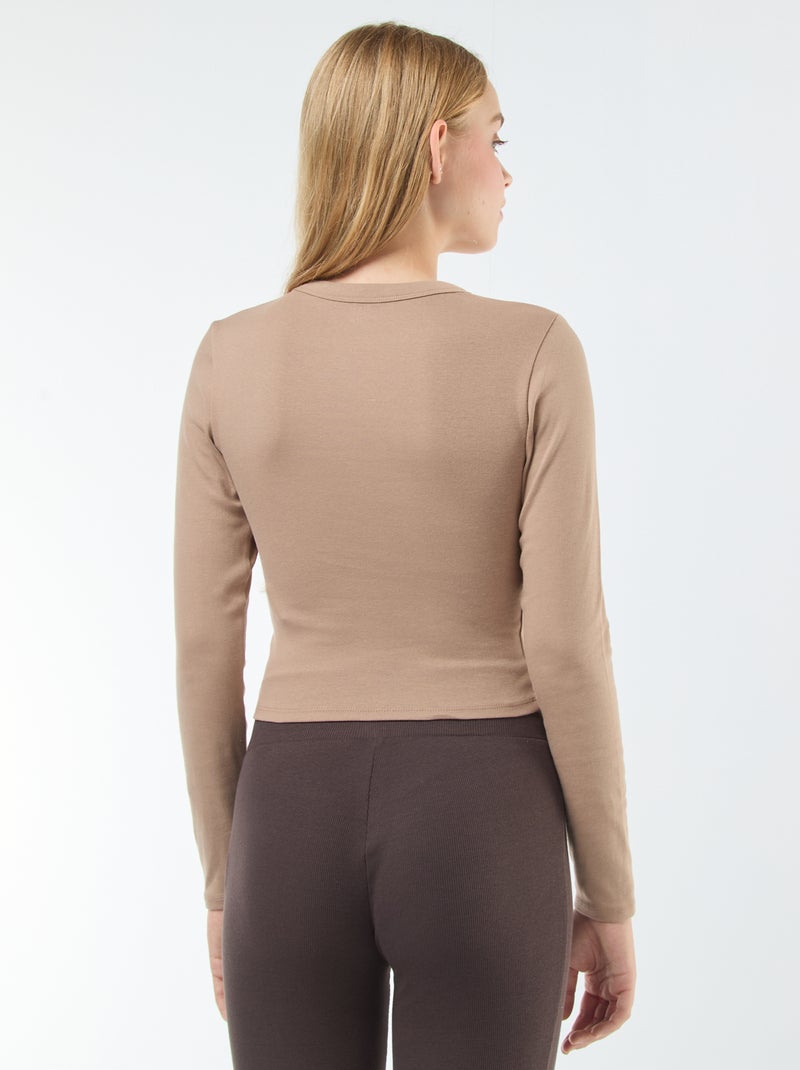 Camiseta cropped básica Beige - Kiabi