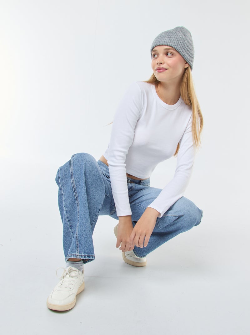 Camiseta cropped básica blanco - Kiabi