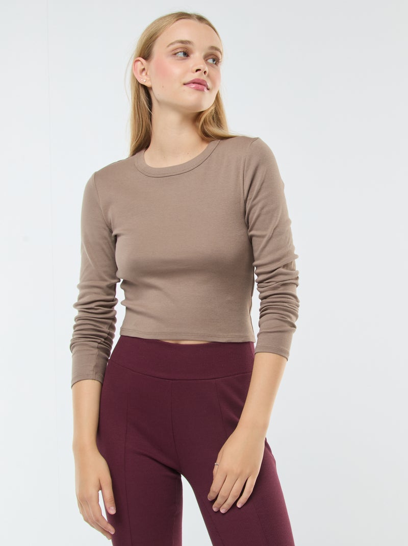 Camiseta cropped básica Gris - Kiabi