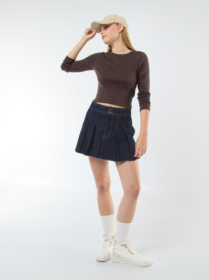 Camiseta cropped básica Marron - Kiabi