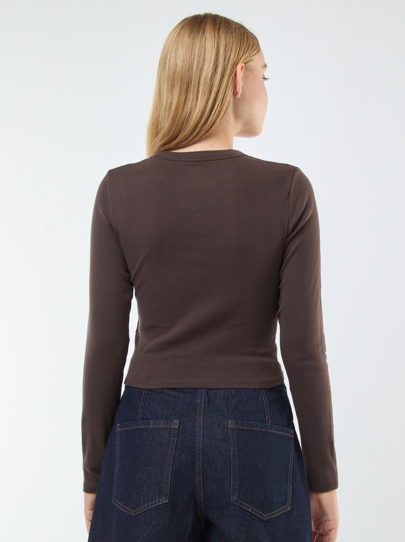 Camiseta cropped básica Marron - Kiabi