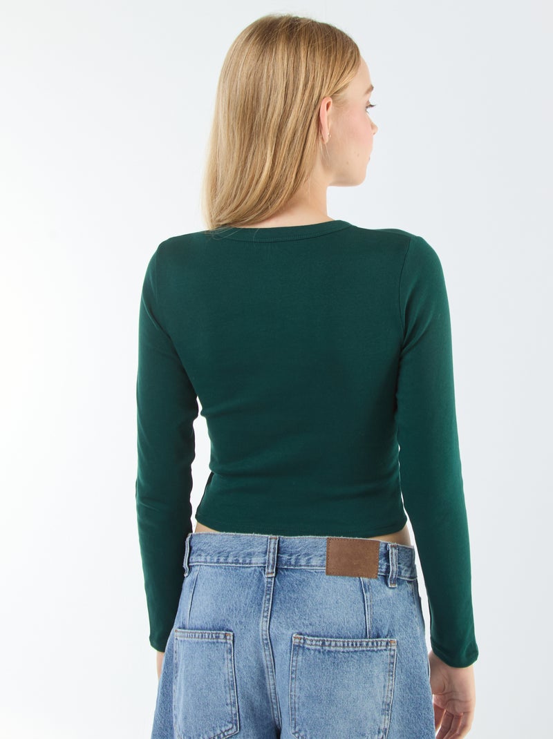 Camiseta cropped básica Verde - Kiabi