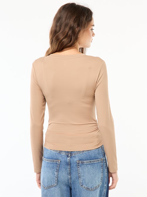 Camiseta cropped de efecto arrugado - Kiabi