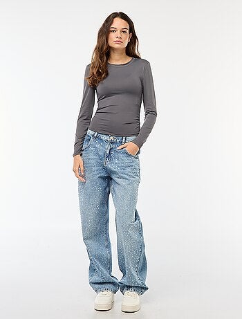 Camiseta cropped de efecto arrugado