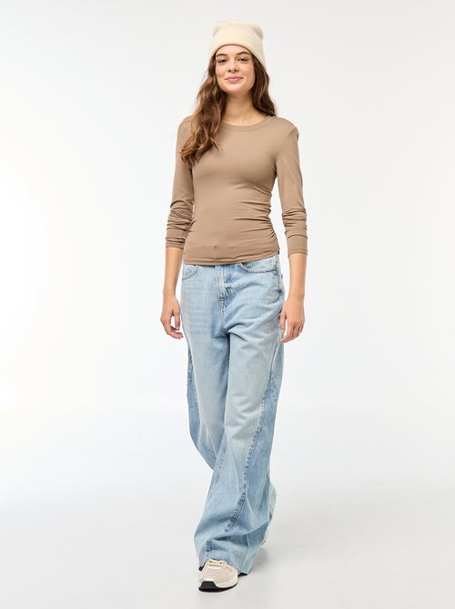 Camiseta cropped de efecto arrugado - Kiabi