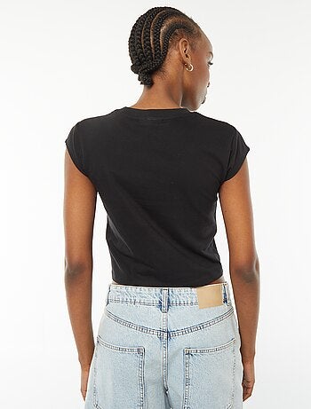 Camiseta cropped de manga corta estampado 'Nirvana'