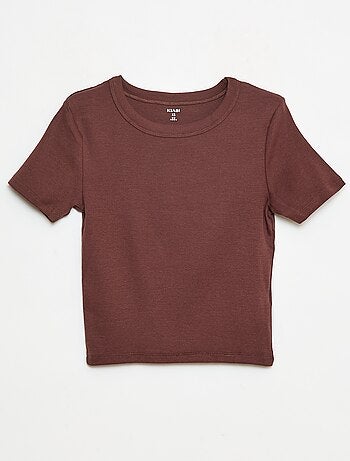 Camiseta cropped de manga corta