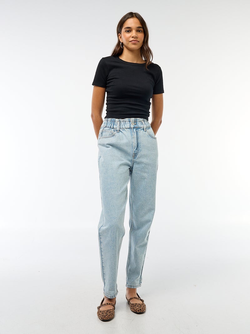 Camiseta cropped de manga corta negro - Kiabi