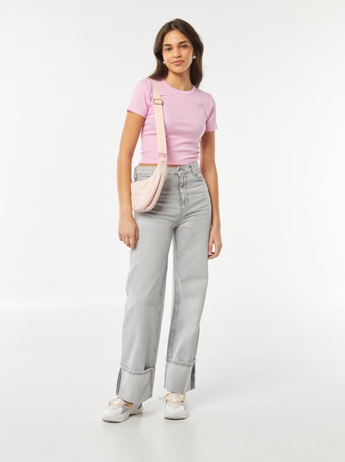 Camiseta cropped de manga corta - Kiabi