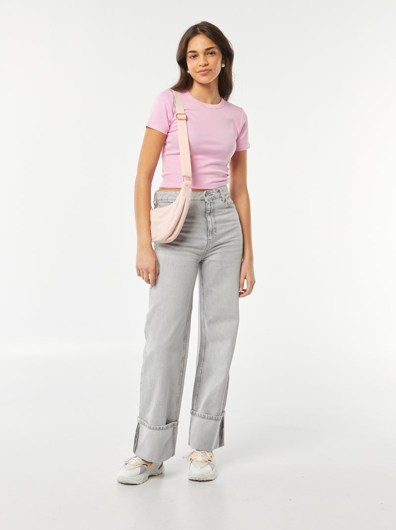 Camiseta cropped de manga corta ROSA - Kiabi