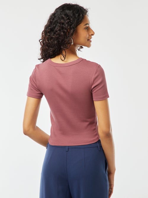 Camiseta cropped de manga corta - Kiabi