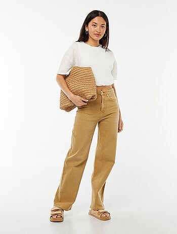 Camiseta cropped de punto gofrado