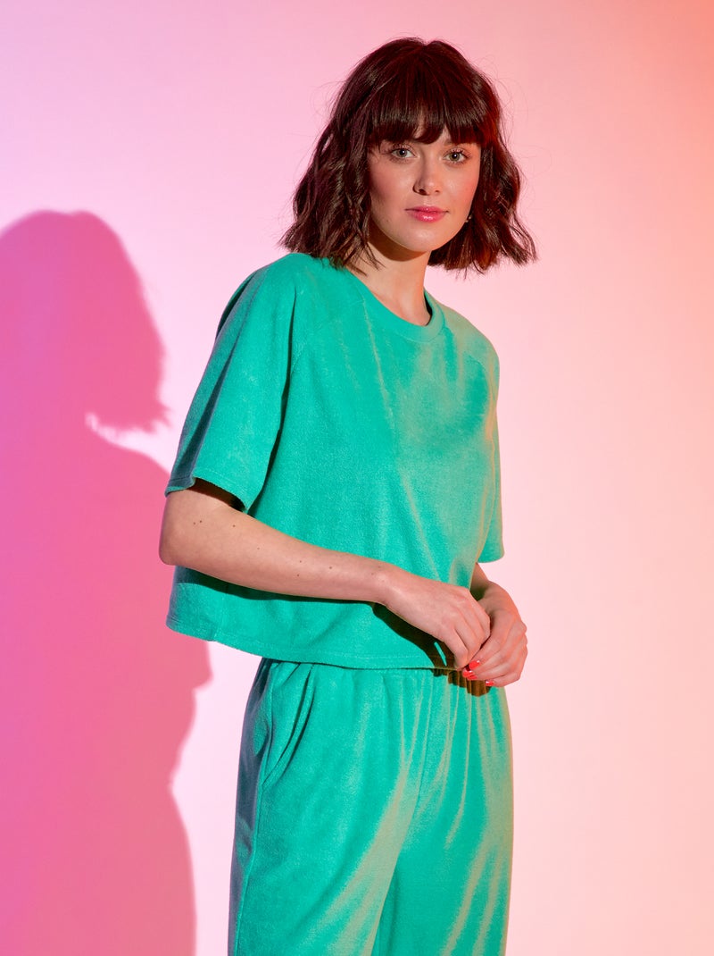 Camiseta cropped de rizo VERDE - Kiabi