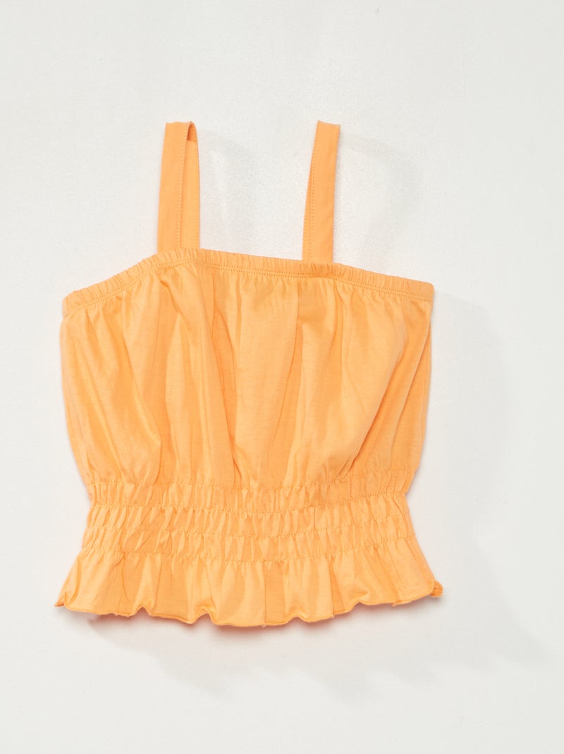 Camiseta cropped de tirantes finos naranja - Kiabi