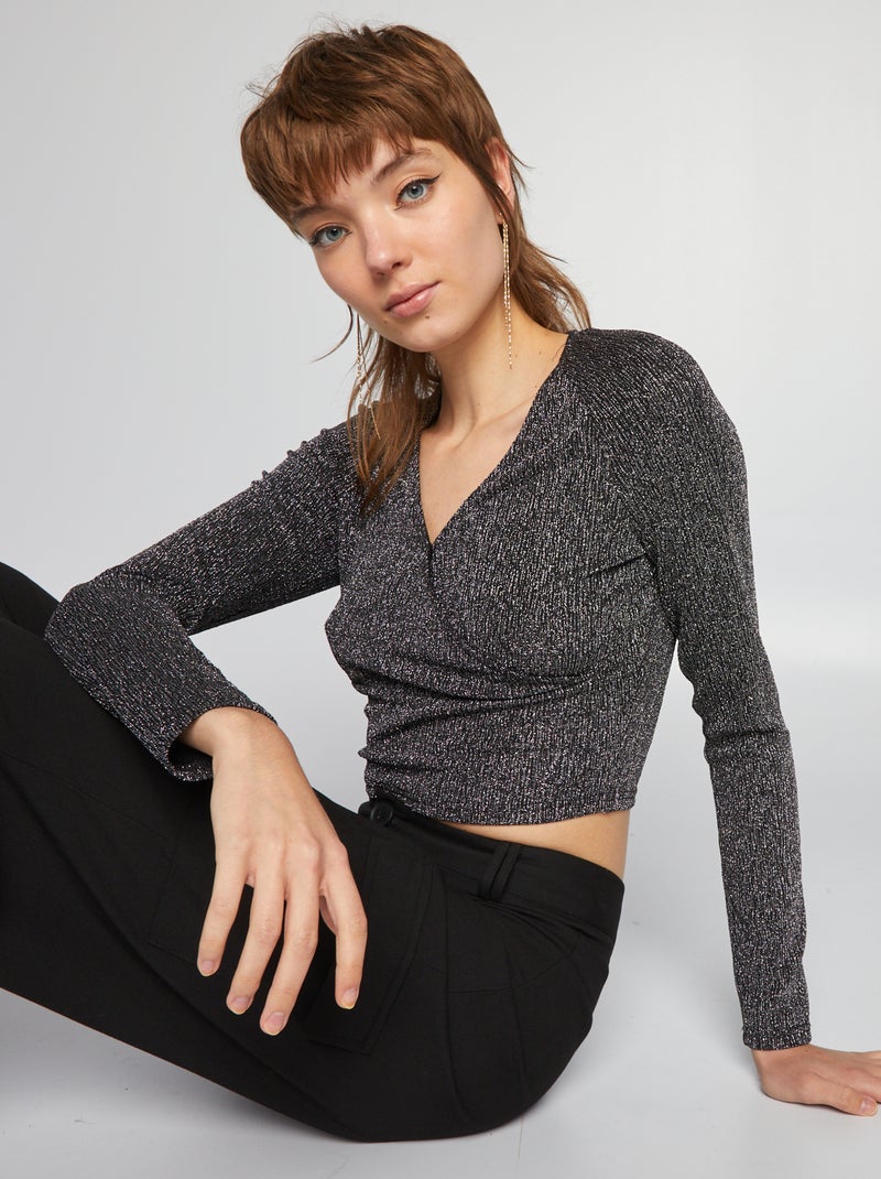 Camiseta cruzada punto bisou GRIS - Kiabi