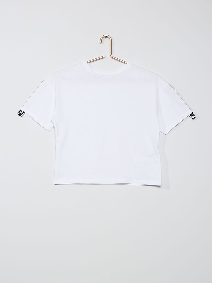 Camiseta cuadrada de algodón puro Blanco - Kiabi