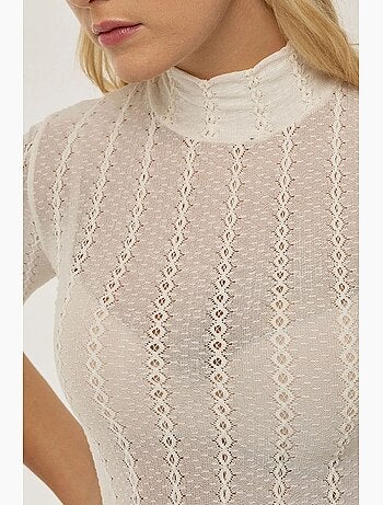Camiseta cuello alto texturizada manga corta hiccup