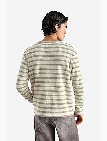 Camiseta cuello con botones manga larga a rayas giesto