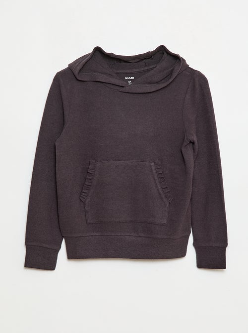 Camiseta cuello con capucha y bolsillo con volante liso - Kiabi