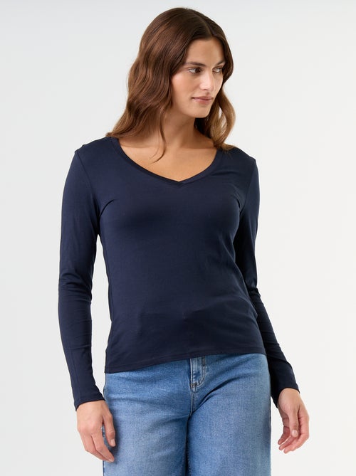 Camiseta cuello en pico - Kiabi