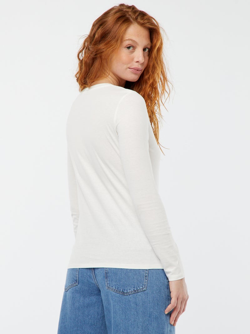 Camiseta cuello en pico Blanco - Kiabi