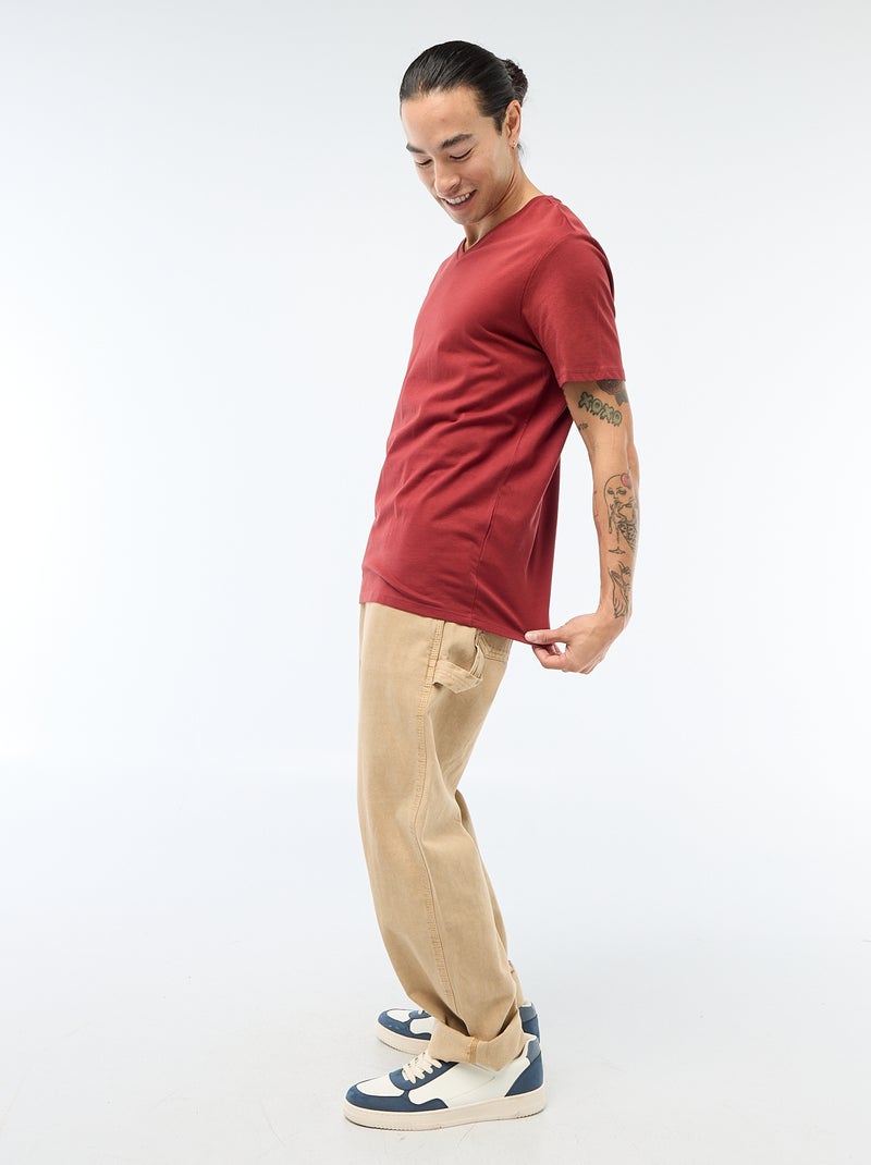 Camiseta cuello en pico Rojo - Kiabi