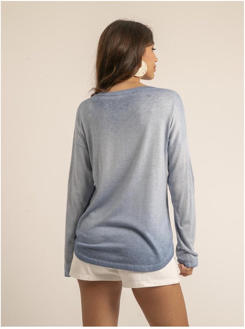 Camiseta cuello en V bimaterial FILINIE - Kiabi