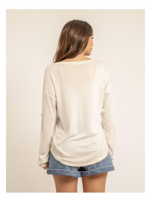 Camiseta cuello en V bimaterial FILINIE - Kiabi