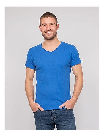 Camiseta cuello en V de algodón acanalado WILLIAM