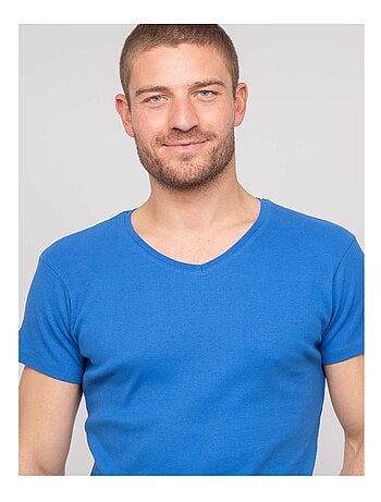Camiseta cuello en V de algodón acanalado WILLIAM