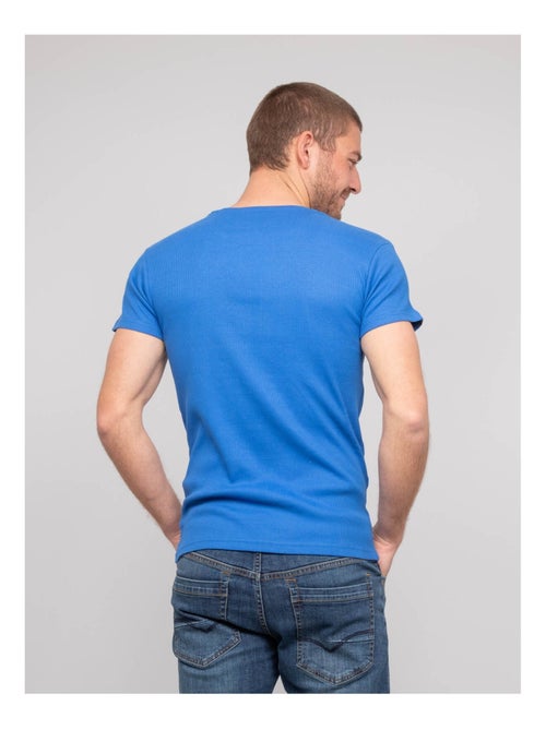 Camiseta cuello en V de algodón acanalado WILLIAM - Kiabi