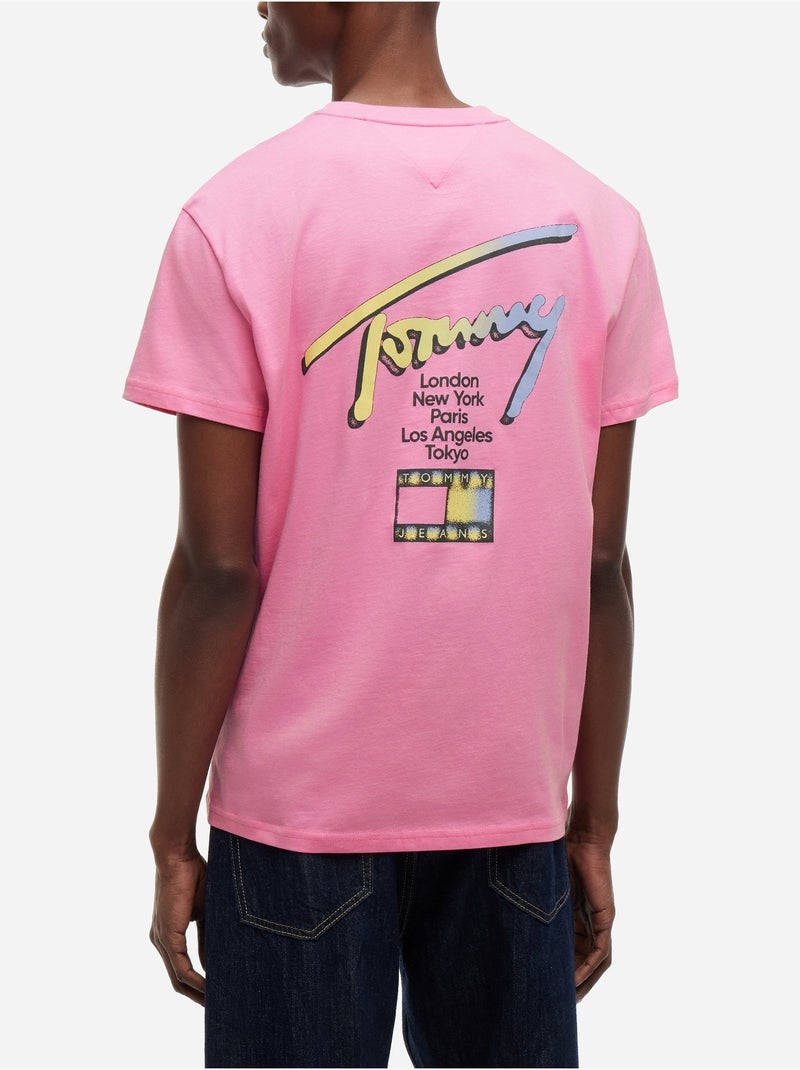 Camiseta cuello redondo - Tommy jeans Rosa - Kiabi