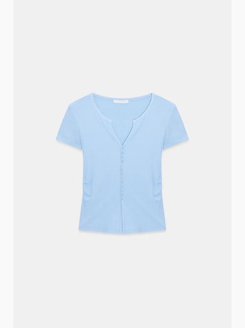 Camiseta cuello redondo botones manga larga ajustada dilvin - Kiabi Camiseta cuello redondo botones manga larga ajustada dilvin - Kiabi