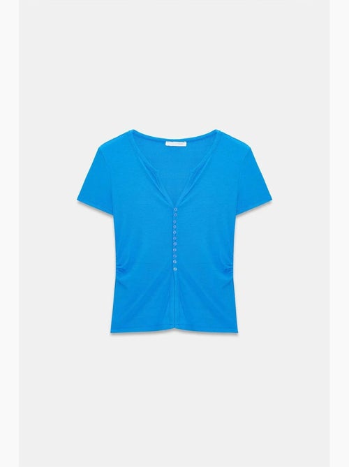 Camiseta cuello redondo botones manga larga ajustada dilvin - Kiabi Camiseta cuello redondo botones manga larga ajustada dilvin - Kiabi