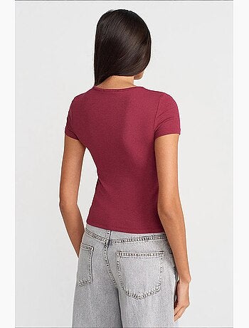 Camiseta cuello redondo botones manga larga ajustada dilvin