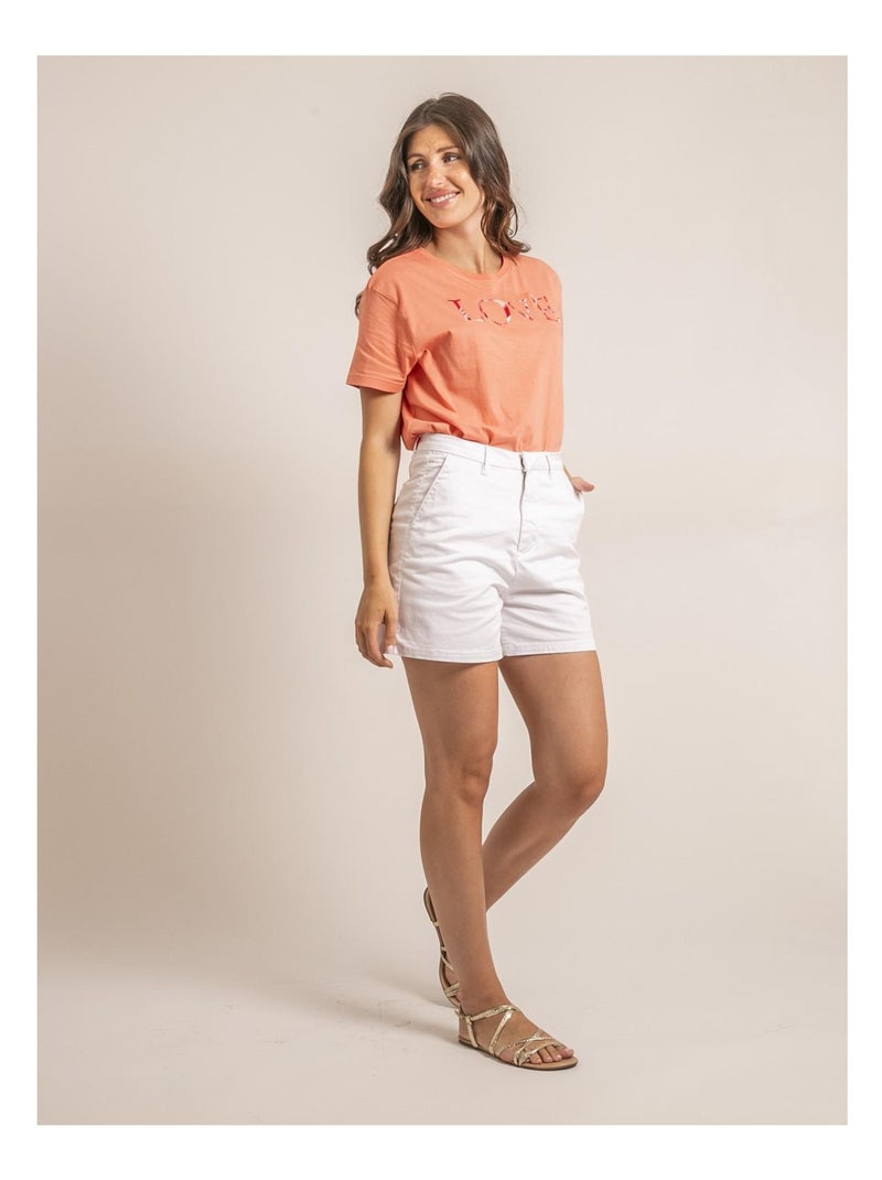 Camiseta cuello redondo con mensaje FAKO Crudo - Kiabi