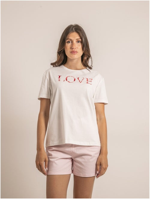 Camiseta cuello redondo con mensaje FAKO - Kiabi