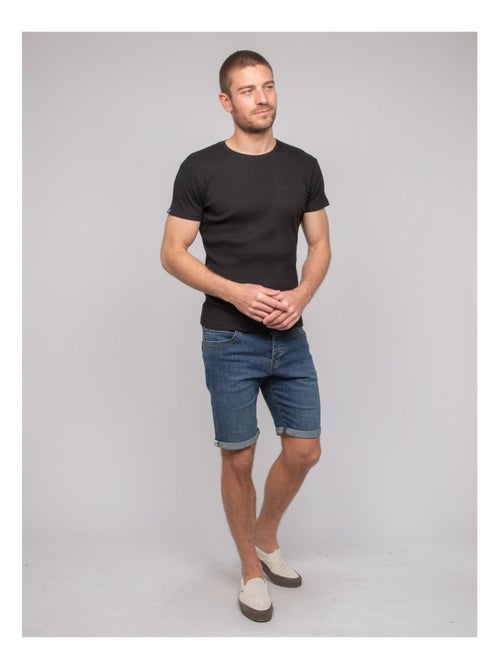 Camiseta cuello redondo de algodón acanalado WALTER - Kiabi