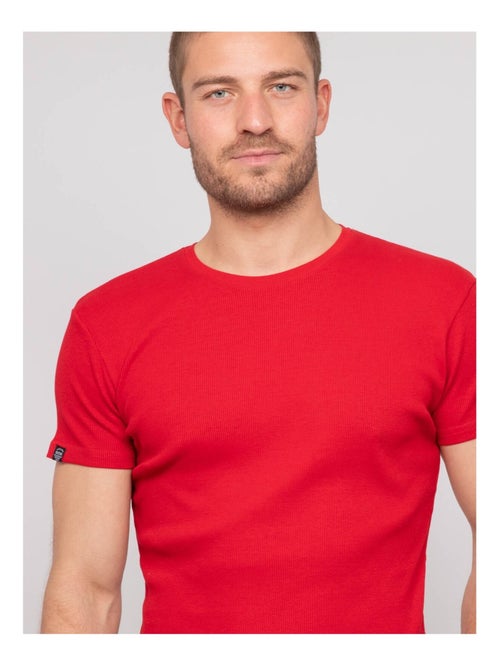 Camiseta cuello redondo de algodón acanalado WALTER - Kiabi