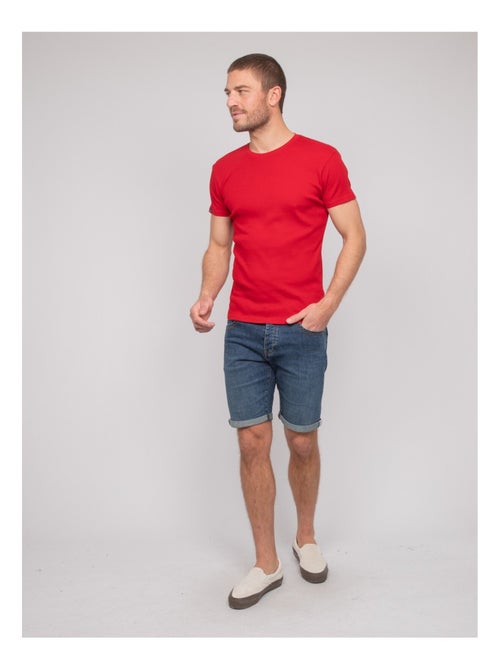 Camiseta cuello redondo de algodón acanalado WALTER - Kiabi