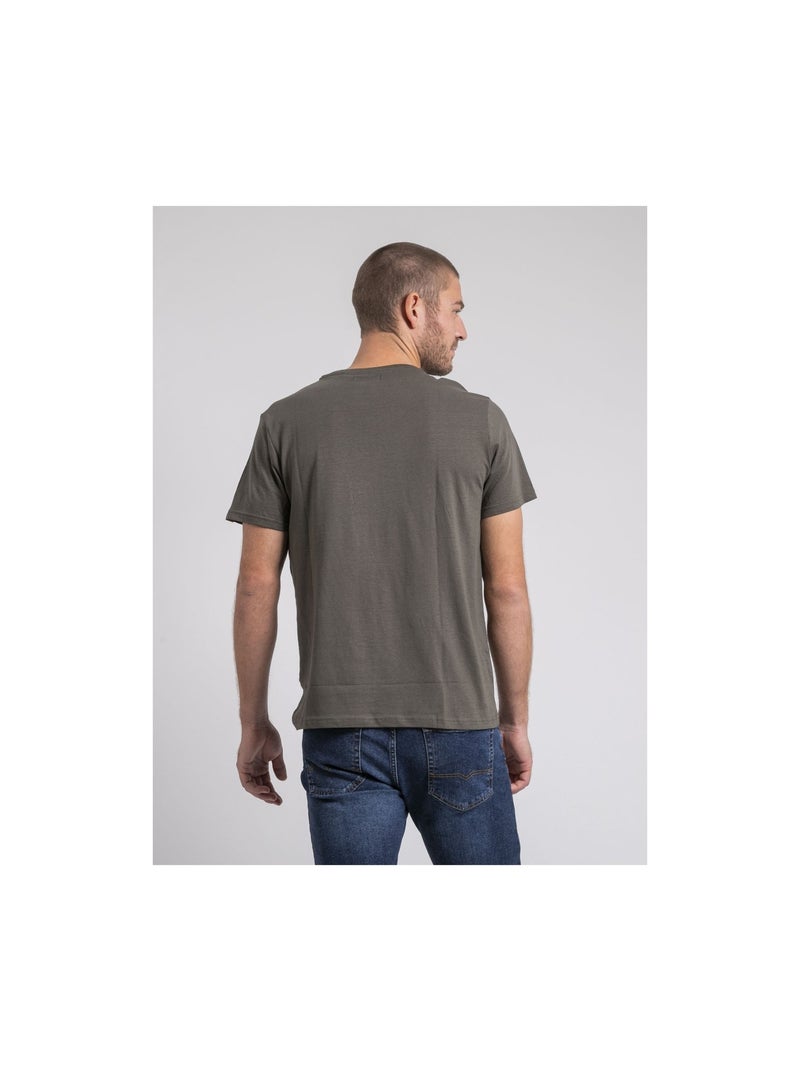 Camiseta cuello redondo de puro algodón JABUSTIN Caqui - Kiabi