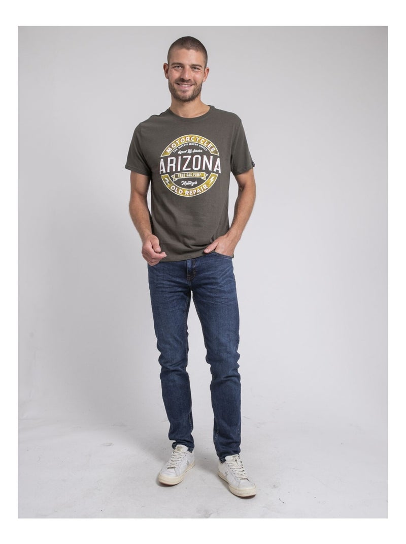 Camiseta cuello redondo de puro algodón JABUSTIN Caqui - Kiabi