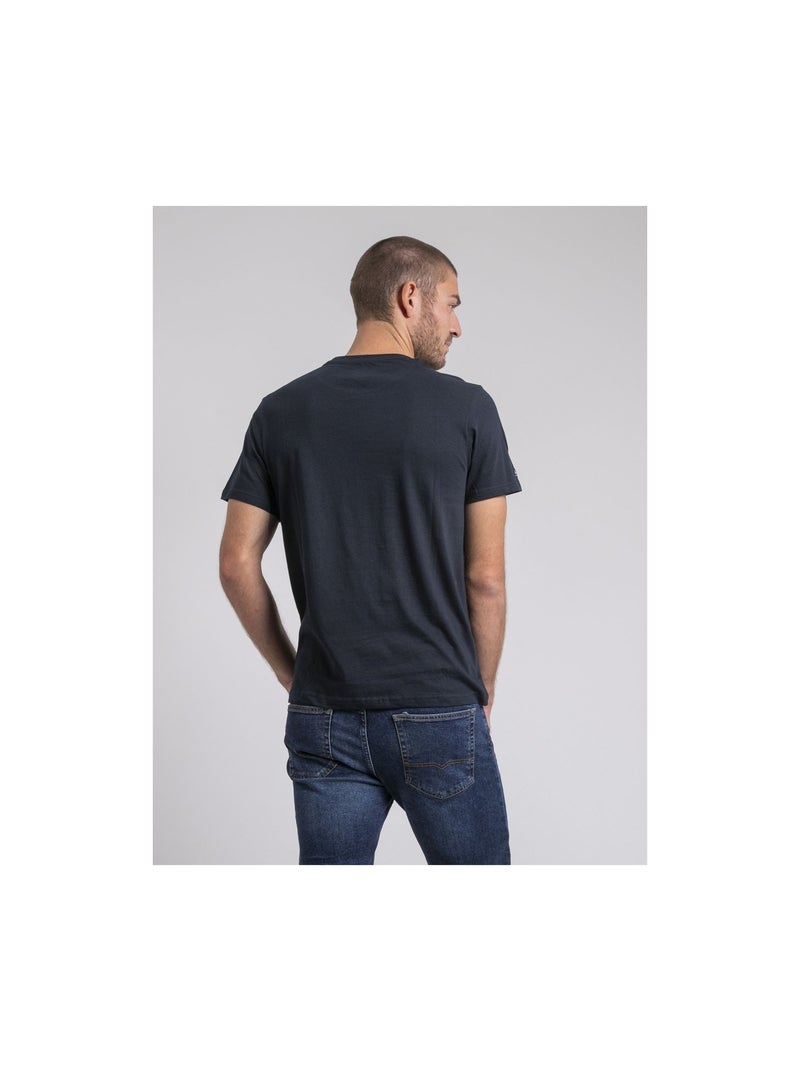 Camiseta cuello redondo de puro algodón JACOSKI Azul marino - Kiabi