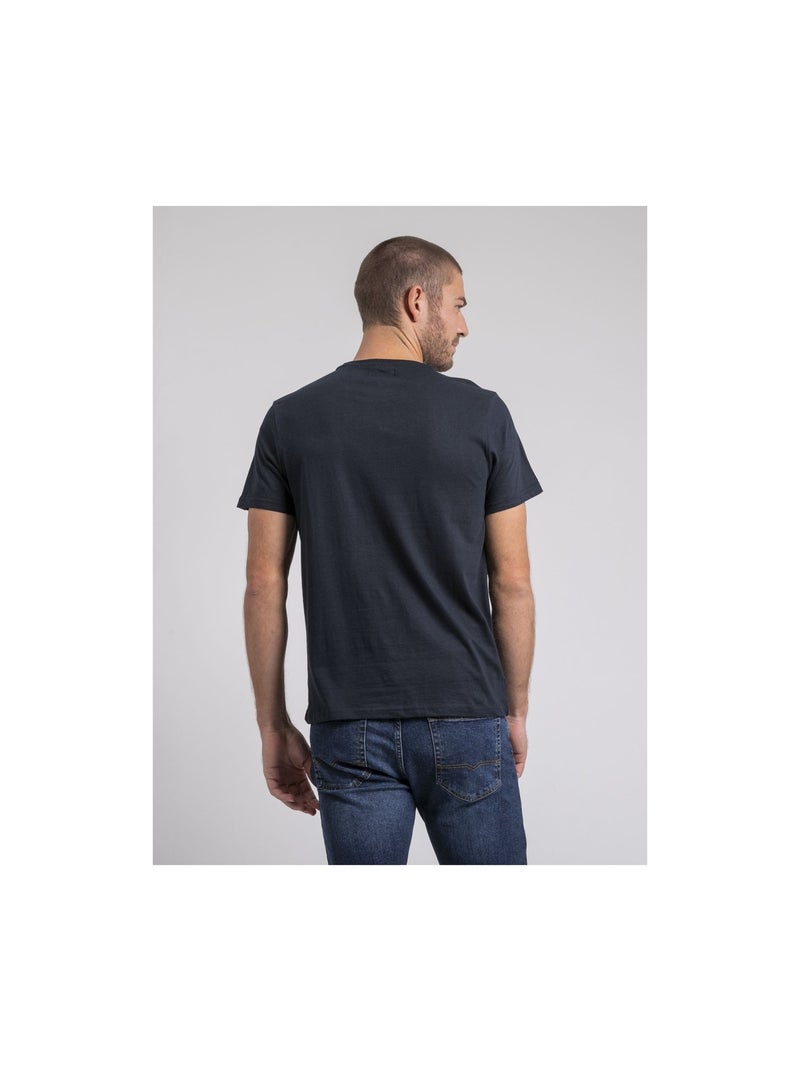 Camiseta cuello redondo de puro algodón JAKOTA Azul marino - Kiabi