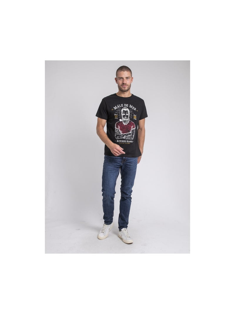 Camiseta cuello redondo de puro algodón JAMEKONG Negro - Kiabi