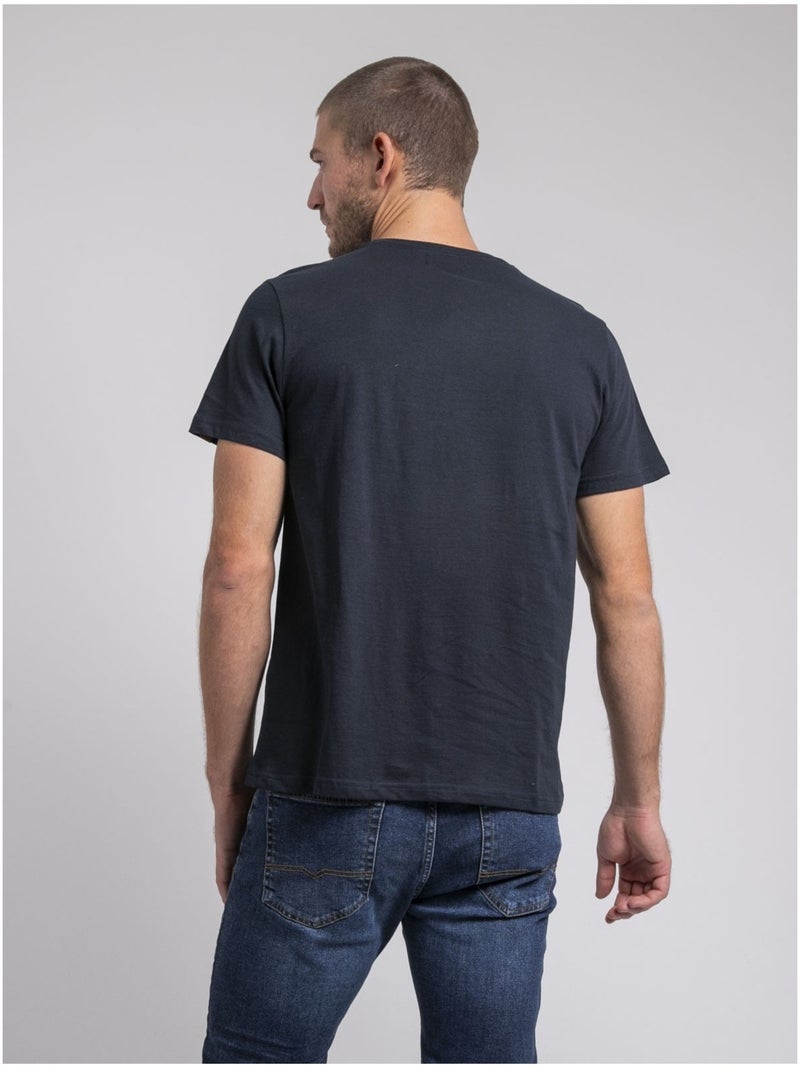 Camiseta cuello redondo de puro algodón JAMYTH Azul marino - Kiabi