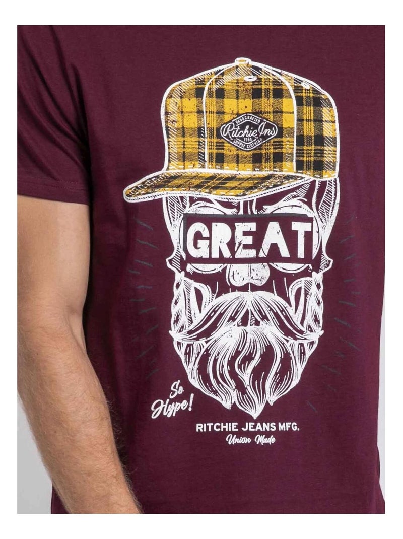 Camiseta cuello redondo de puro algodón JAMYTH Violeta - Kiabi