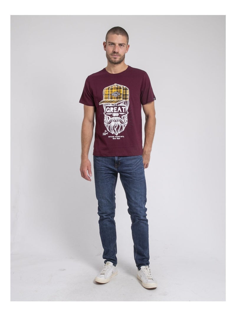 Camiseta cuello redondo de puro algodón JAMYTH Violeta - Kiabi