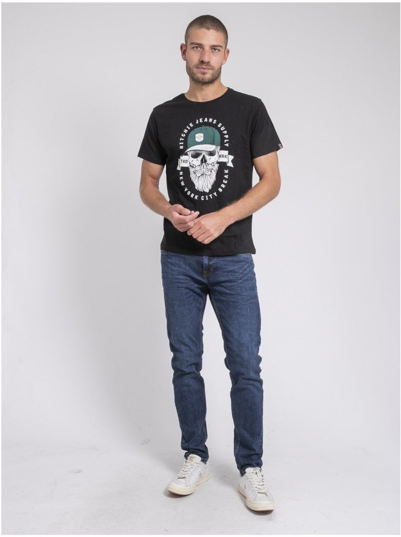 Camiseta cuello redondo de puro algodón JIMINAL Negro - Kiabi