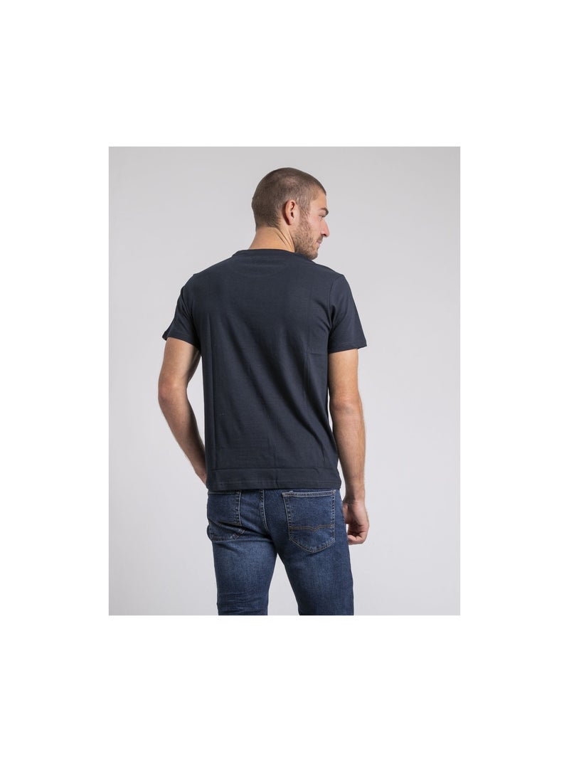Camiseta cuello redondo de puro algodón JIMOSCAR Azul marino - Kiabi